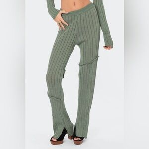 EDIKTED Harley Knit Bootcut Pants in Olive size Med/Lg